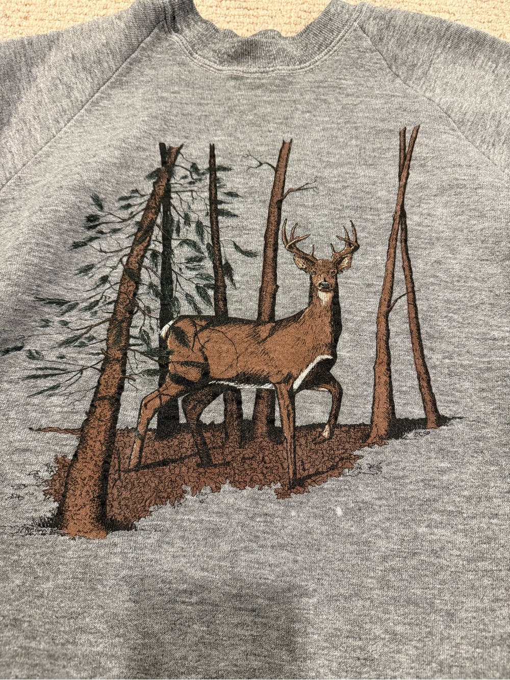 Vintage 70’s Sportswear brand grey deer graphic hunting crewneck sweatshirt sz L - Picture 2 of 7